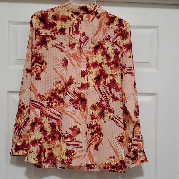 Coral bay multi color abstract long sleeve blouse - Picture 2 of 9